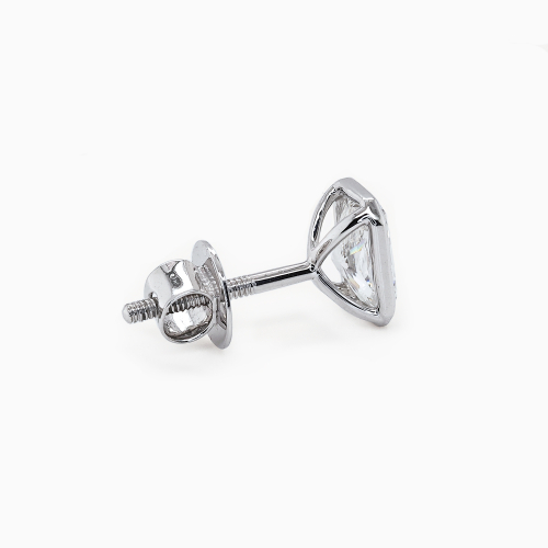 Bezel-Set Radiant Cut Diamond Stud Earrings, Lab-Grown, 14k White Gold